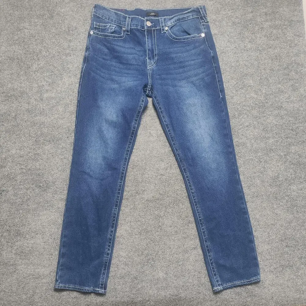 True Religion Geno Relaxed Slim Jeans Mens 36x30 Blue Wash Straight Denim Pants